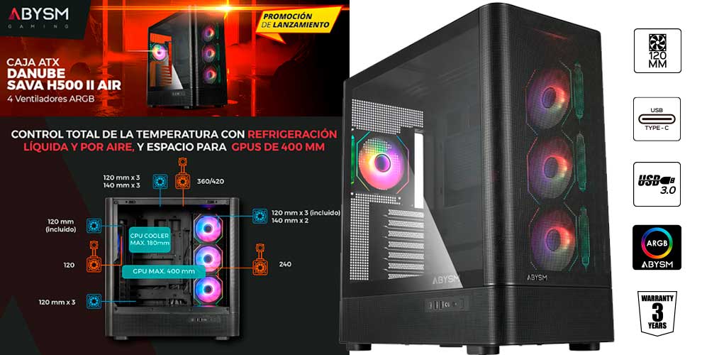 Caja ATX DANUBE SAVA H500 II AIR Black