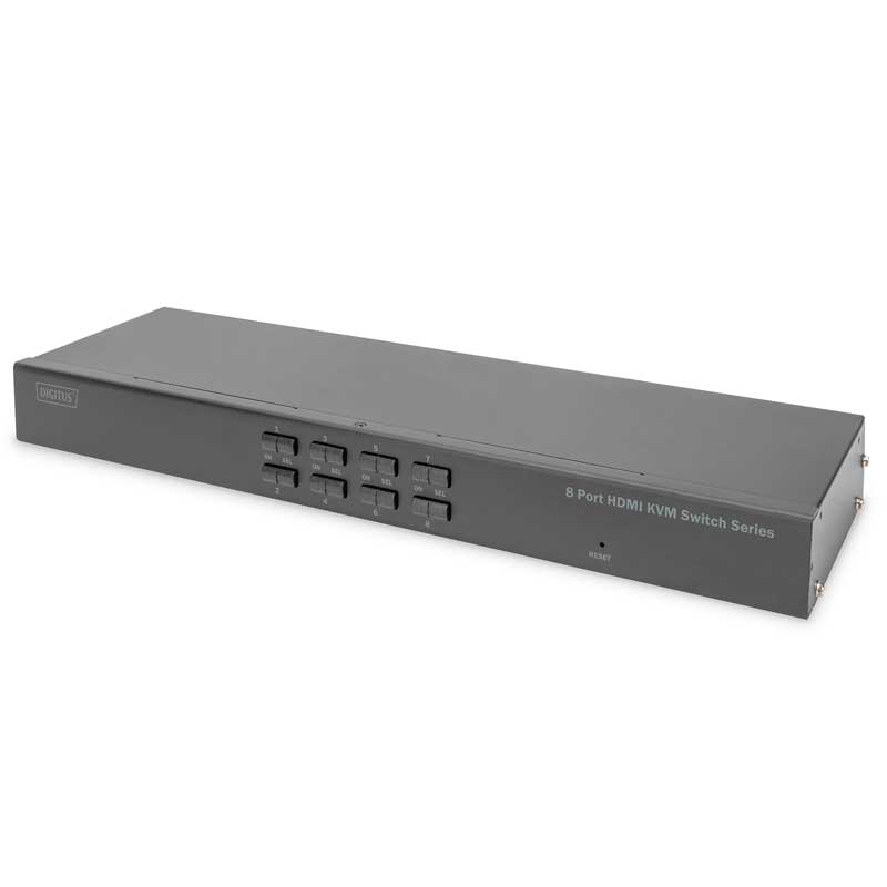 DIGITUS Conmutador KVM HDMI de 8 puertos Single View