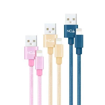 3 Cables Lightning a USB 2.0, Lightning/M-USB A/M, Rosa, Dorado y Azul Pacífico, 1 m