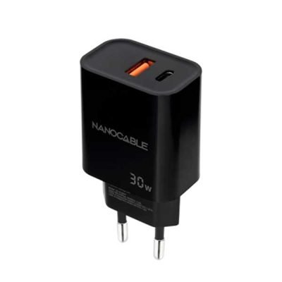 Cargador USB-C/PD 30W + USB-A/QC 30W