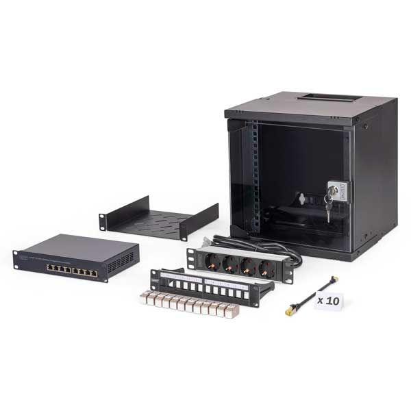 DIGITUS Conjunto de red SOHO Pro, 254 mm (10") - 6U, 315 x 300 mm (ancho x fondo)
