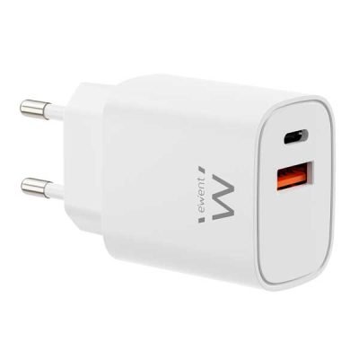 Cargador Rápido GaN de 30W USB-C PD y USB-A QC, Diseño Compacto