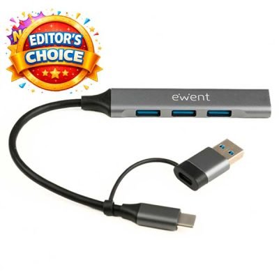 Hub USB-C, USB 3.2 Gen 1 5 Gbps, 1 puerto USB-A 3.2 Gen 1, 3 puertos USB-A 2.0, carcasa de aluminio, cable de 15 cm