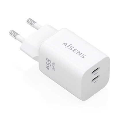 Cargador GaN 65W, 2xUSB-C PD3.0 QC4.0, Blanco
