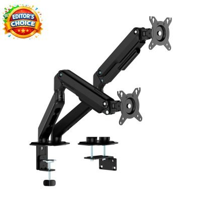Soporte de Mesa ECO Contrapeso Giratorio e Inclinable para Monitor/TV 9kg (3 Pivotes, 2 Brazos) de 17-32, Negro