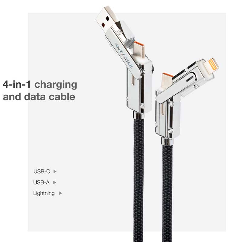 Nanocable Cable USB-C 2.0 27W con indicador LED, USB-C+USB-A/M a Lightning+USB-C/M - Imagen 2