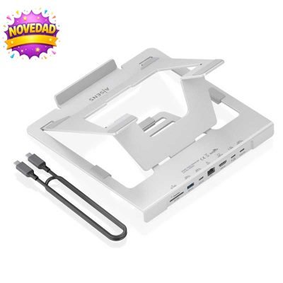 Soporte de Sobremesa Ajustable para Portátil / Tablet con USB-C Docking 7 en 1, Gris