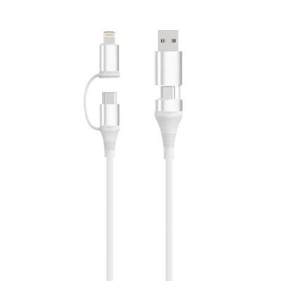 Cable Universal de Carga Rápida 4 en 1 60W 1m – USB-C, Lightning y USB-A con Transferencia de Datos